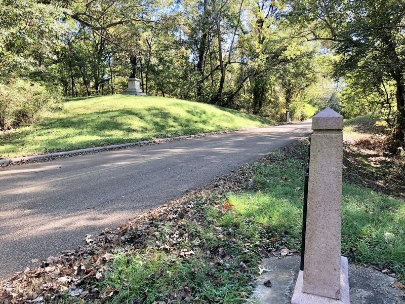 Rhode Island 7th Infantry statue in distance looking south.. Click for full size. Rhode Island 7th Infantry statue in distance looking south. image. Click for full size.
