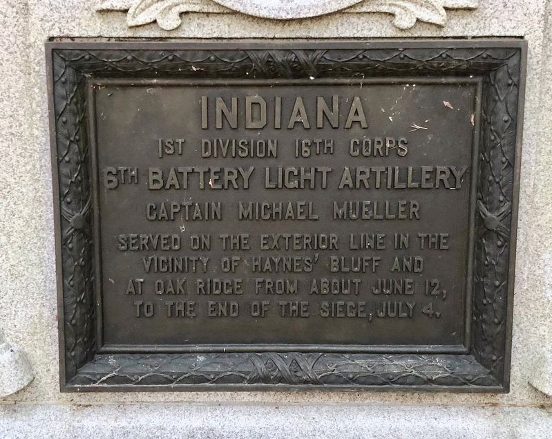 Indiana 6th Battery Light Artillery Marker. Click for full size. Indiana 6th Battery Light Artillery Marker image. Click for full size.