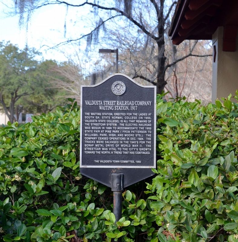 Valdosta Street Railroad Company Waiting Station, 1917 Marker. Click for full size. Valdosta Street Railroad Company Waiting Station, 1917 Marker image. Click for full size.