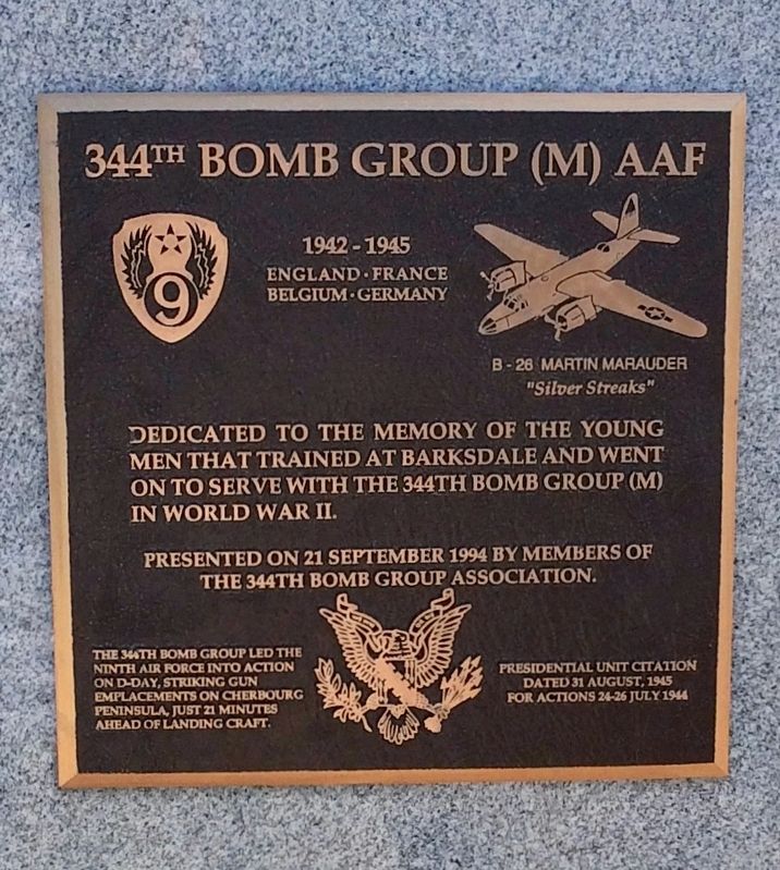 344th Bomb Group (M) AAF Memorial Marker image. Click for full size.