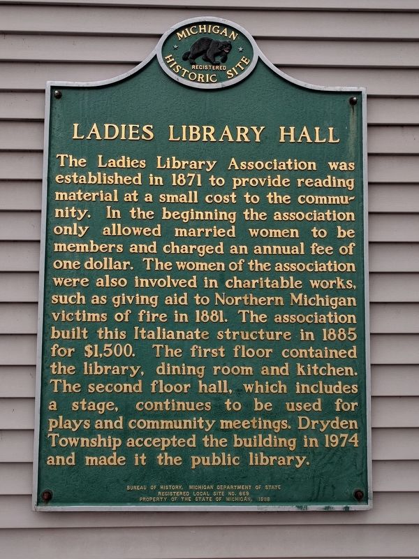 Ladies Library Hall Marker image. Click for full size.