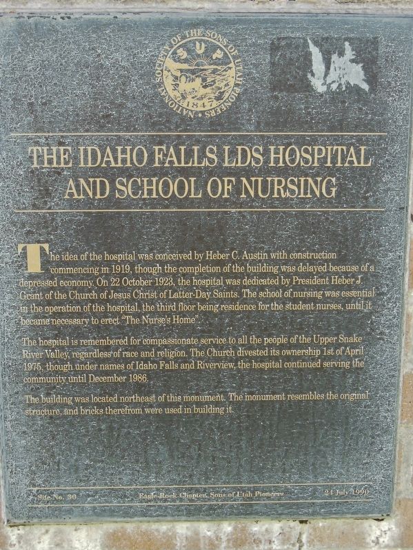 The Idaho Falls LDS Hospital and School of Nursing Marker image. Click for full size.