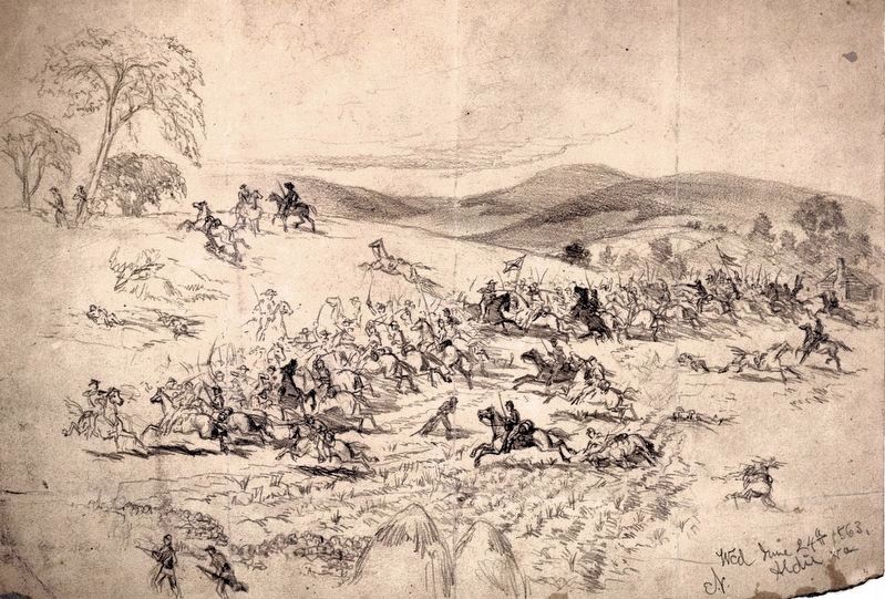 Union Cavalry Charging Past Haystacks near Aldie image. Click for full size.