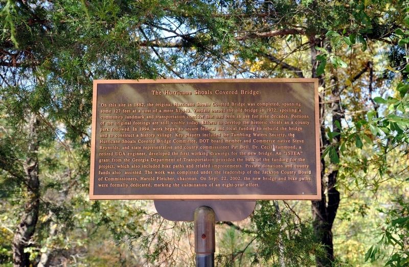 The Hurricane Shoals Covered Bridge Marker image. Click for full size.