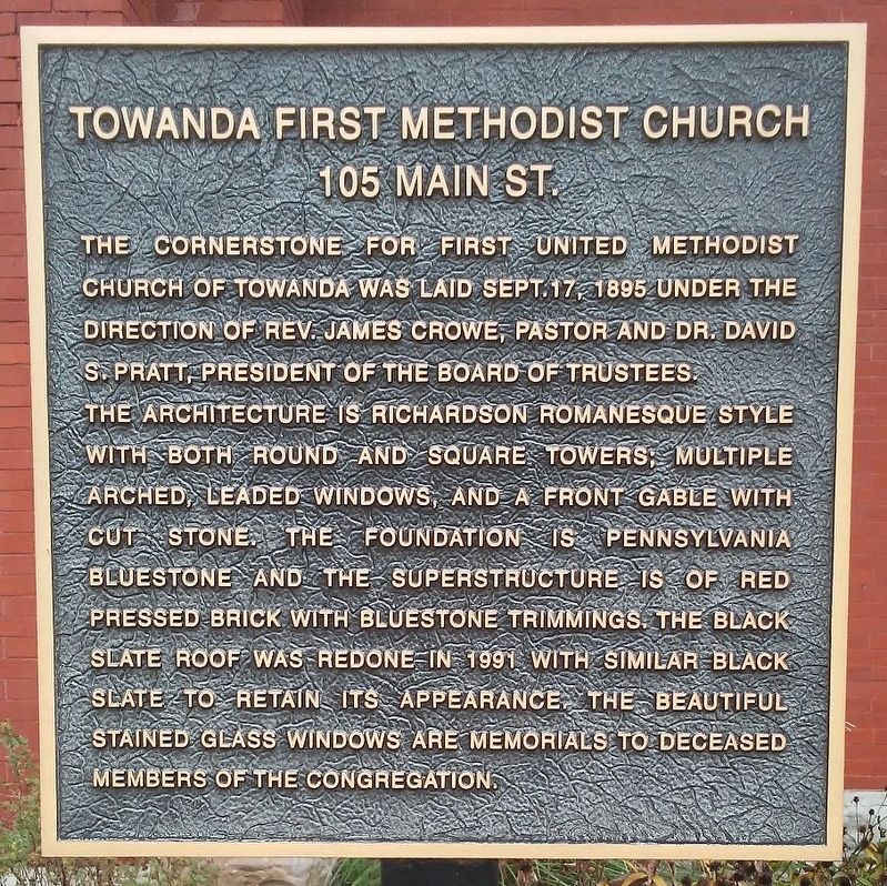 Towanda First Methodist Church Marker image. Click for full size.