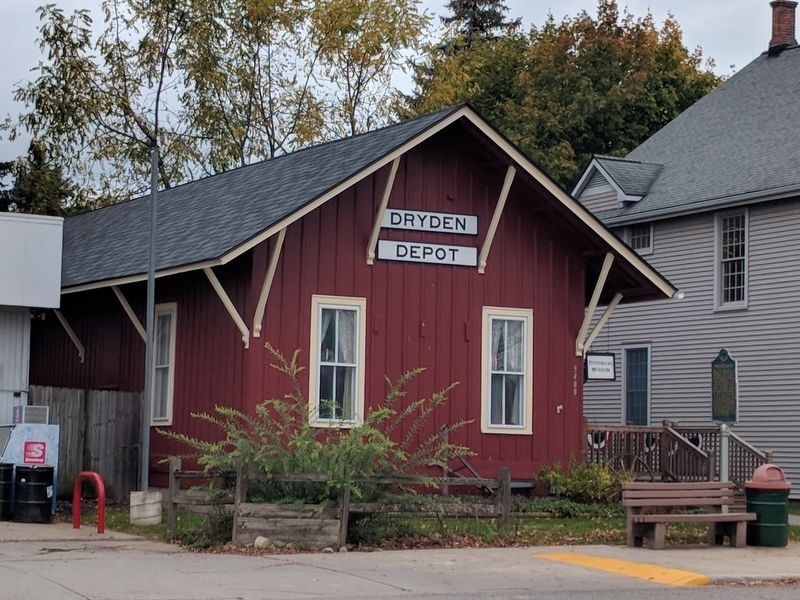 Dryden Depot and Marker image. Click for full size.