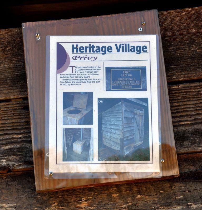 A placard on the Privy explaining more of its history.. Click for full size. A placard on the Privy explaining more of its history. image. Click for full size.