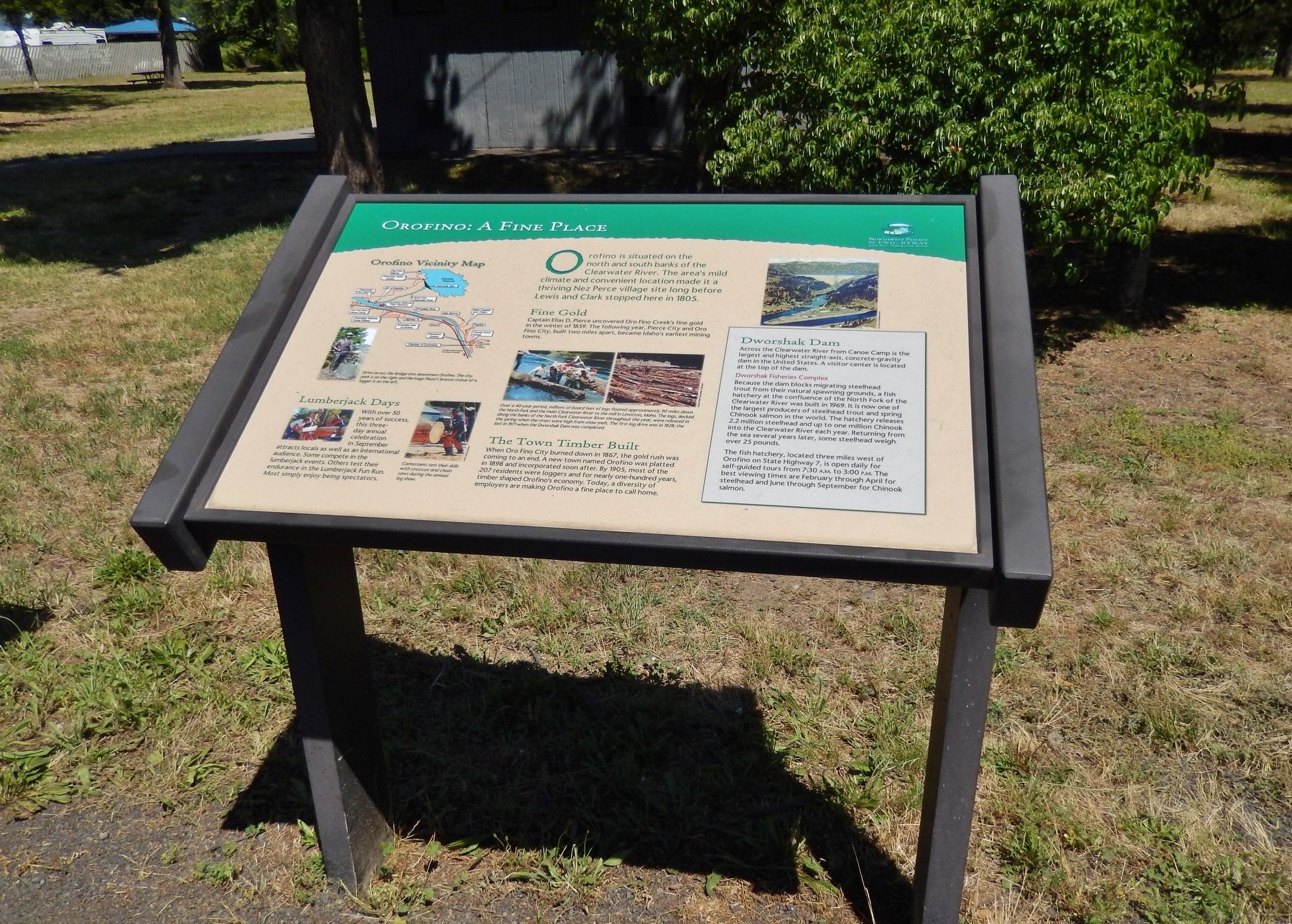 Orofino: A Fine Place Marker (<i>wide view</i>). Click for full size. Orofino: A Fine Place Marker (<i>wide view</i>) image. Click for full size.