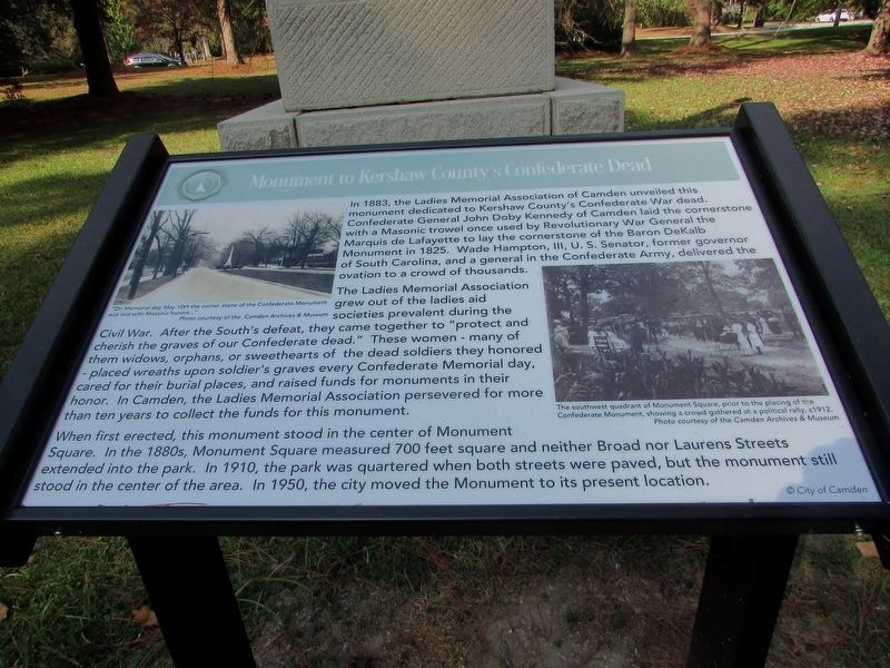 Monument to Kershaw County’s Confederate Dead Marker. Click for full size. Monument to Kershaw County’s Confederate Dead Marker image. Click for full size.