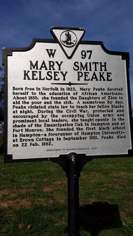 Mary Smith Kelsey Peake Marker image. Click for full size.