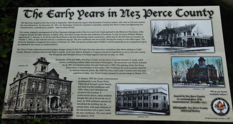 The Early Years in Nez Perce County Marker image. Click for full size.