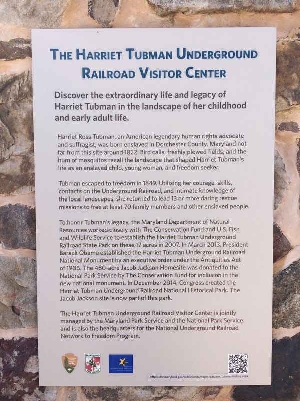 The Harriet Tubman Underground Railroad Visitor Center Marker image. Click for full size.