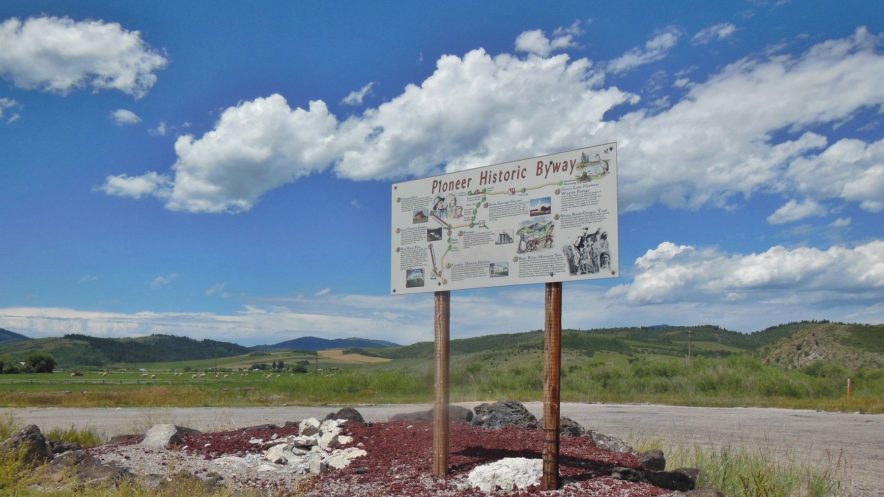 Pioneer Historic Byway Marker (<i>wide view</i>) image. Click for full size.