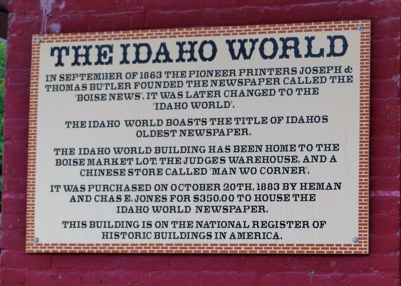 The Idaho World Marker. Click for full size. The Idaho World Marker image. Click for full size.