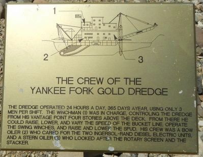 The Crew of the Yankee Fork Gold Dredge Marker image. Click for full size.