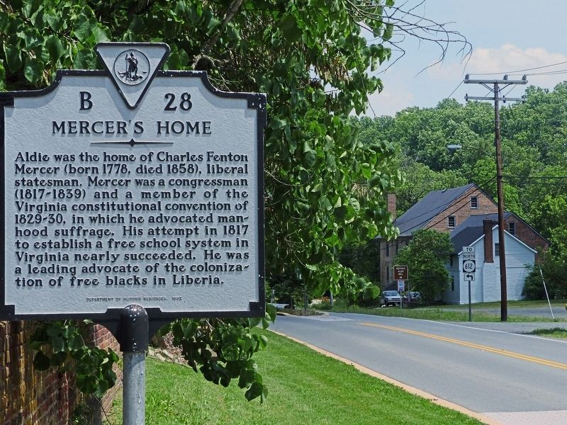 Mercers Home Marker<br>and Aldie Mill image. Click for full size.