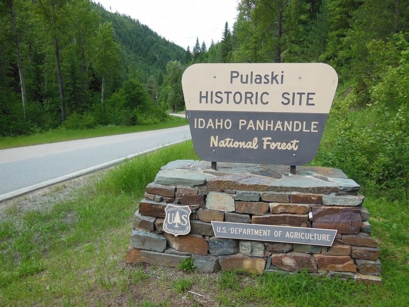 Pulaski National Historic Site Sign (<i>near marker - turn here for access</i>) image. Click for full size.