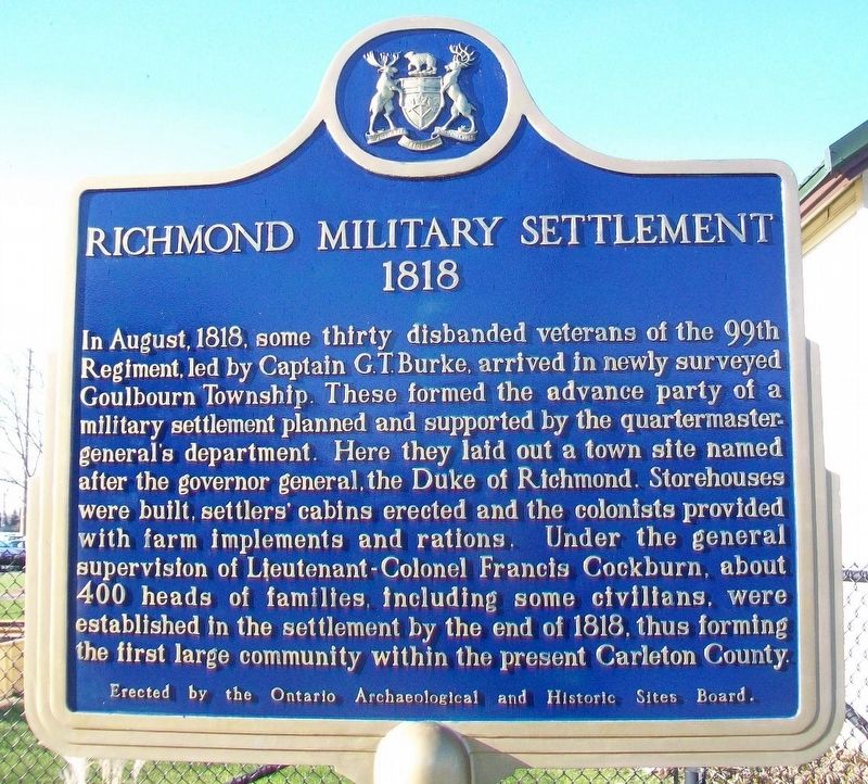 Richmond Military Settlement Marker image. Click for full size.