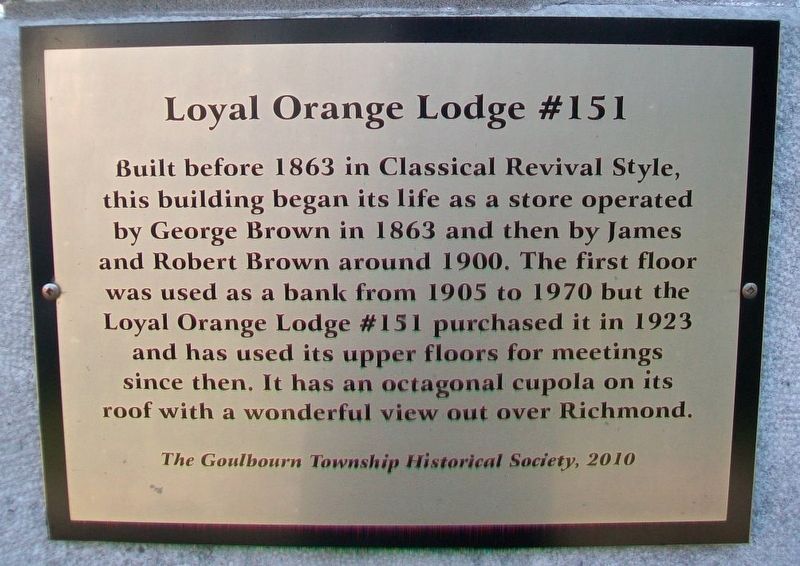 Loyal Orange Lodge #151 Marker image. Click for full size.