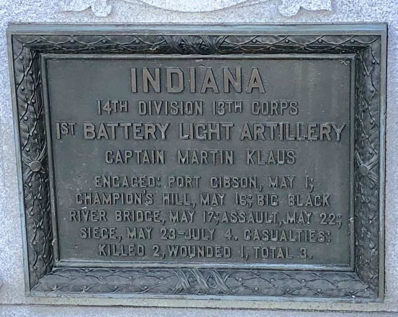 Indiana 1st Battery Light Artillery Marker image. Click for full size.