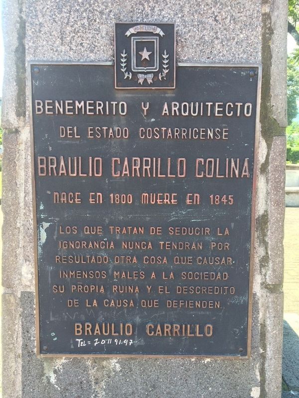 Braulio Carrillo Colina Marker. Click for full size. Braulio Carrillo Colina Marker image. Click for full size.