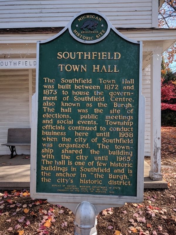 Southfield Town Hall Marker image. Click for full size.