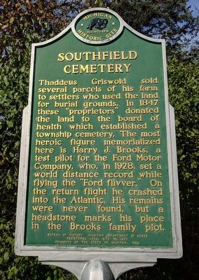 Southfield Cemetery Marker. Click for full size. Southfield Cemetery Marker image. Click for full size.