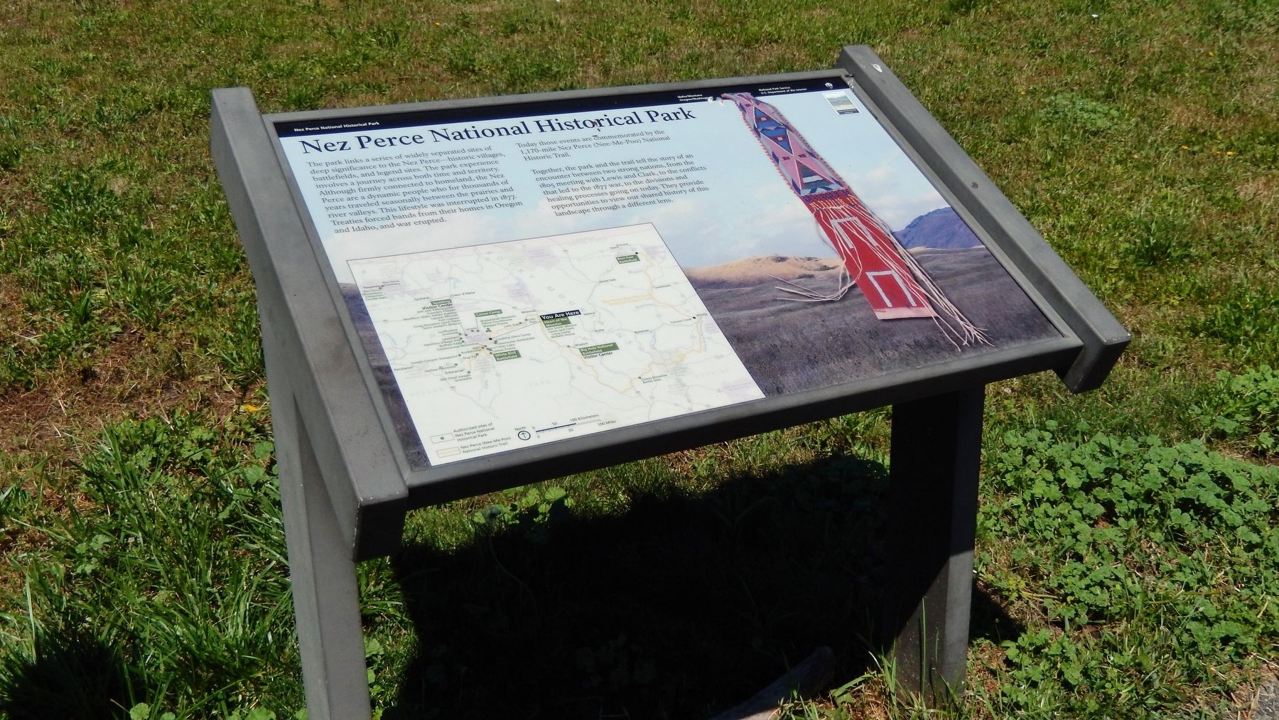 Nez Perce National Historical Park Marker (<i>wide view</i>). Click for full size. Nez Perce National Historical Park Marker (<i>wide view</i>) image. Click for full size.