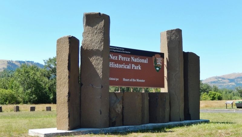 Nez Perce National Historical Park sign at site entrance. Click for full size. Nez Perce National Historical Park sign at site entrance image. Click for full size.