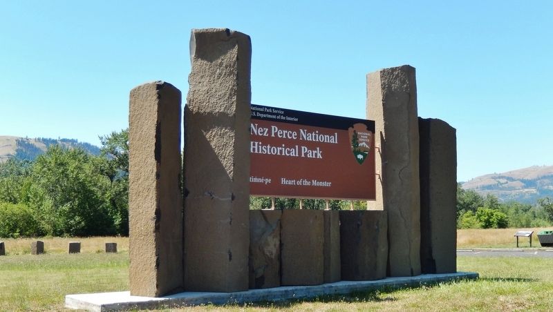 Nez Perce National Historical Park sign at site entrance image. Click for full size.