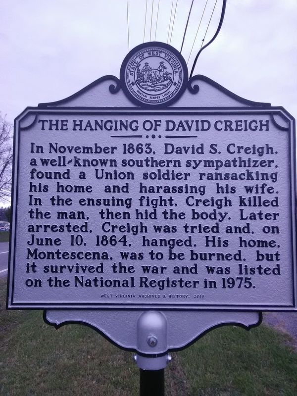 The hanging of David Creigh Marker image. Click for full size.