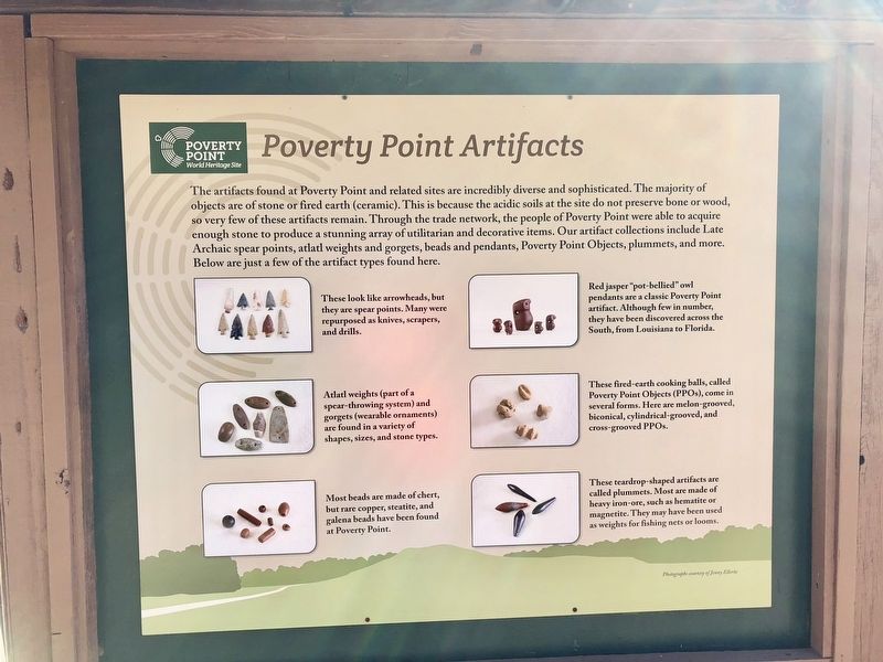 Poverty Point Artifacts Marker image. Click for full size.