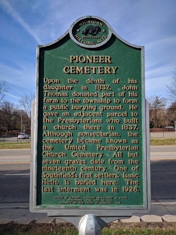 Pioneer Cemetery Marker. Click for full size. Pioneer Cemetery Marker image. Click for full size.