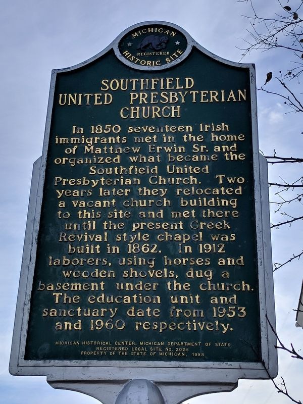 Southfield United Presbyterian Church Marker. Click for full size. Southfield United Presbyterian Church Marker image. Click for full size.
