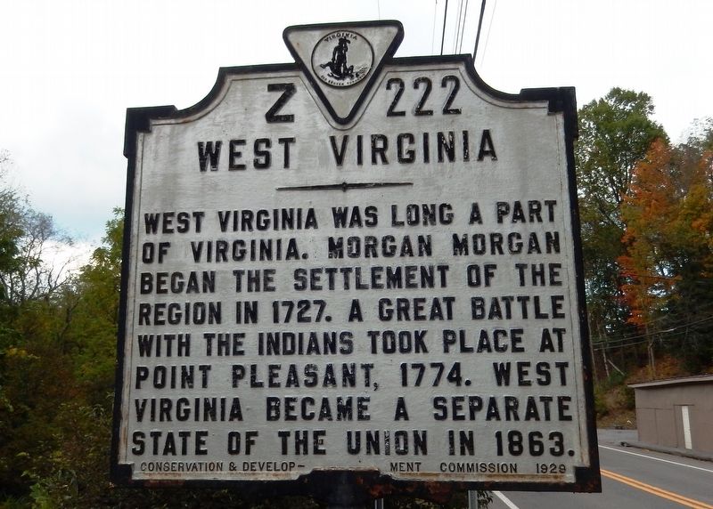West Virginia (side facing south into Virginia, seen approaching West Virginia from south). Click for full size. West Virginia (side facing south into Virginia, seen approaching West Virginia from south) image. Click for full size.