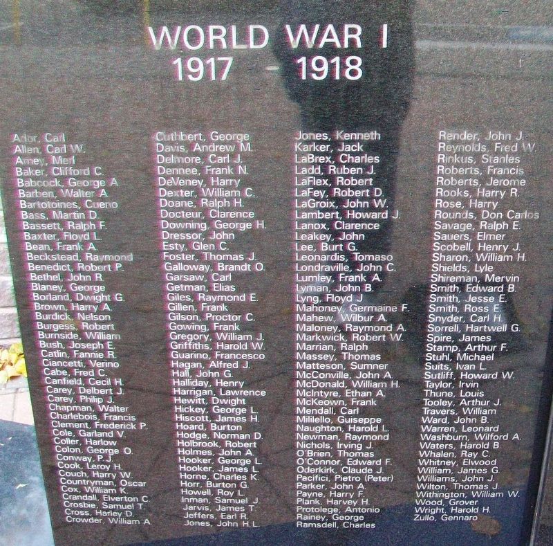 War Memorial World War I Honored Dead. Click for full size. War Memorial World War I Honored Dead image. Click for full size.