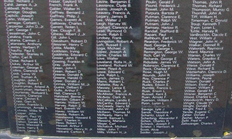 War Memorial World War II Honored Dead. Click for full size. War Memorial World War II Honored Dead image. Click for full size.