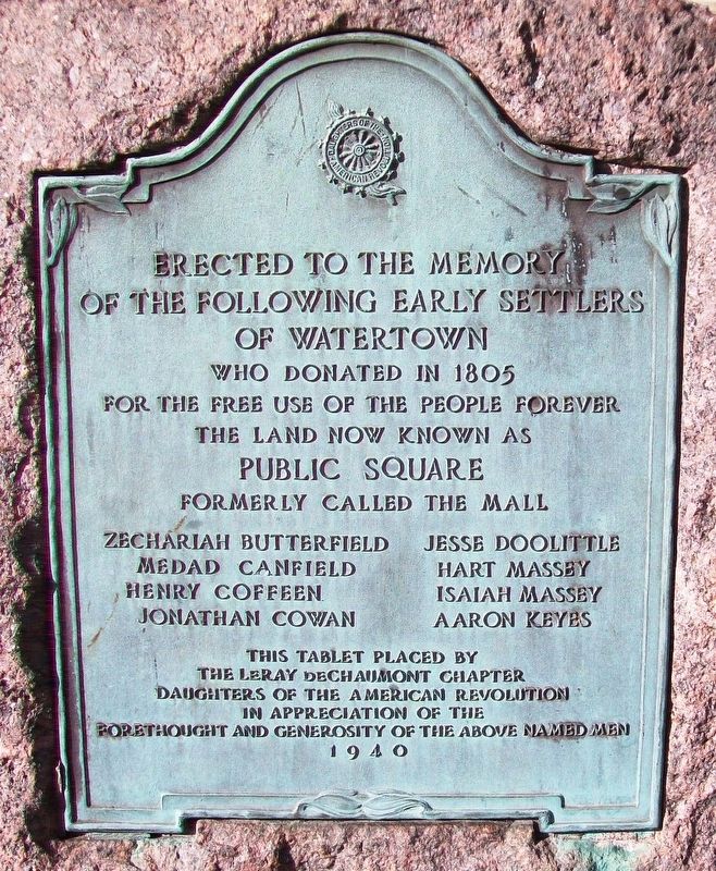Early Settlers of Watertown Marker. Click for full size. Early Settlers of Watertown Marker image. Click for full size.