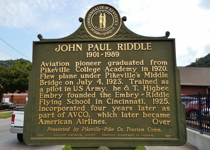John Paul Riddle Marker (<i>side 1</i>) image. Click for full size.