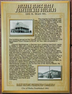 Bullion Block Site/Werthheimer Building Marker image. Click for full size.