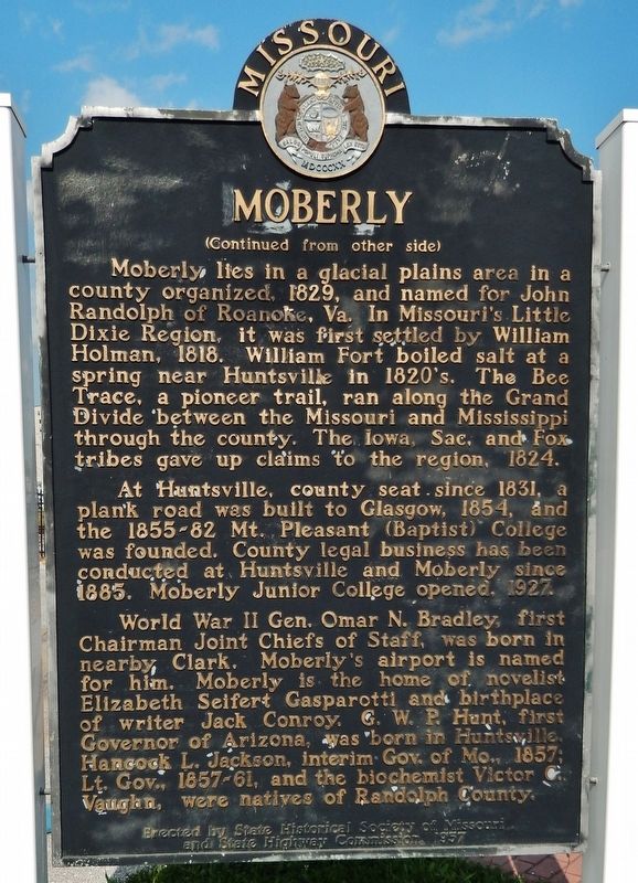Moberly Marker (<i>side 2</i>) image. Click for full size.