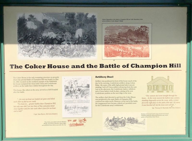 The Coker House and the Battle of Champion Hill Marker. Click for full size. The Coker House and the Battle of Champion Hill Marker image. Click for full size.