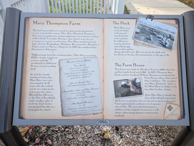Mary Thompson Farm Marker image. Click for full size.