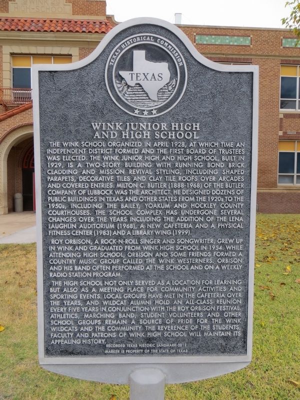 Wink Junior High and High School Marker image. Click for full size.