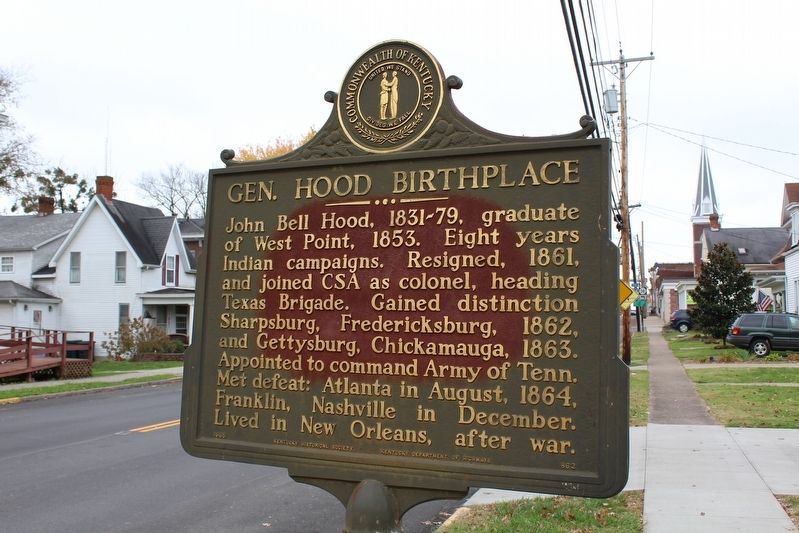 Gen. Hood Birthplace Marker. Click for full size. Gen. Hood Birthplace Marker image. Click for full size.