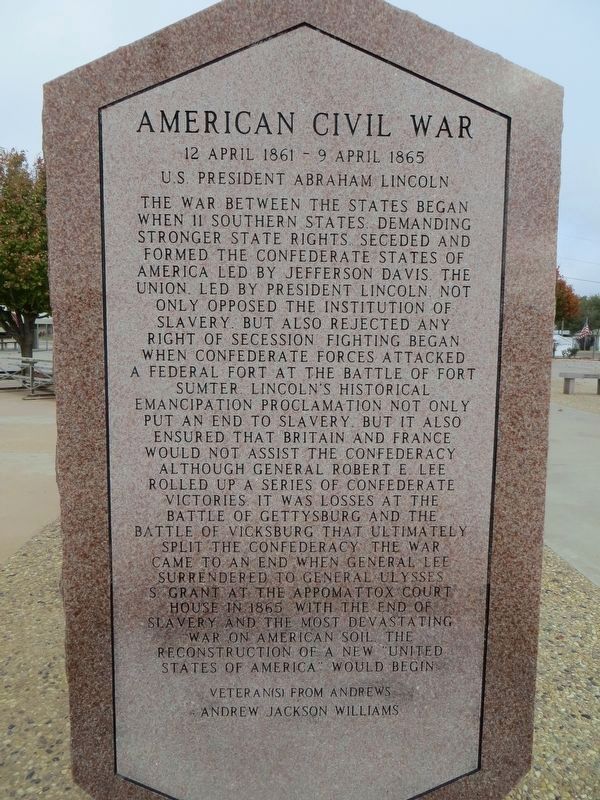 American Civil War - Andrews County Veterans Memorial image. Click for full size.