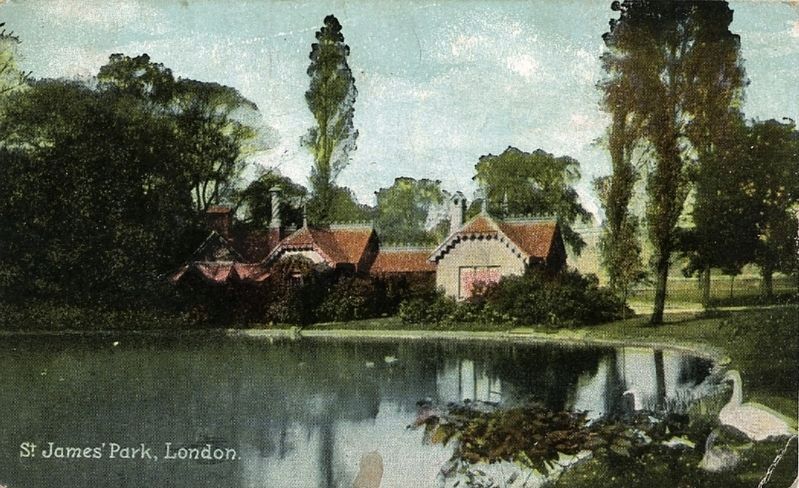 <i>St. James's Park, London.</i> - View of Duck Island Cottage image. Click for full size.