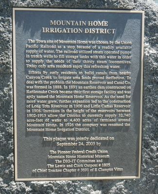 Mountain Home Irrigation District Marker image. Click for full size.