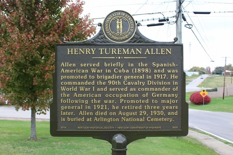 Henry Tureman Allen Marker reverse image. Click for full size.