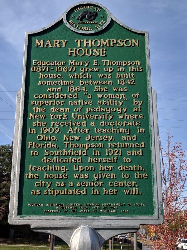 Mary Thompson House Marker image. Click for full size.